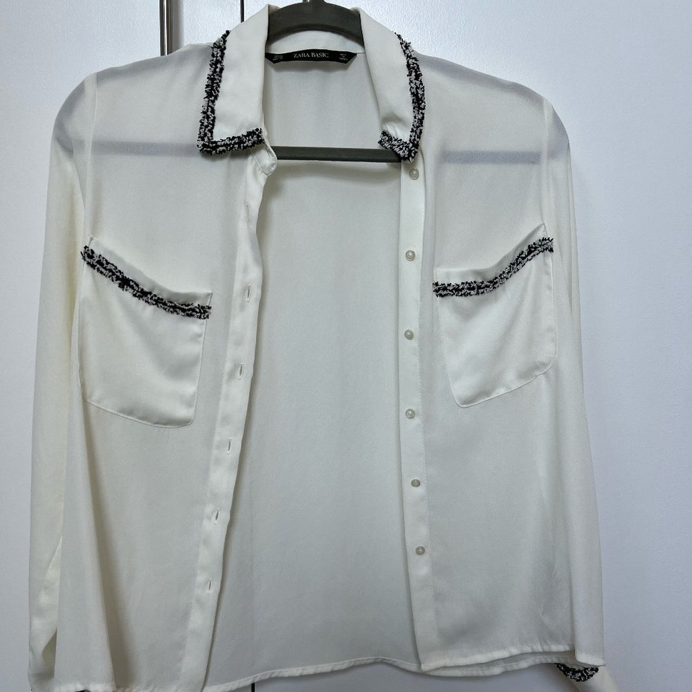 White and Black Button Down Shirt